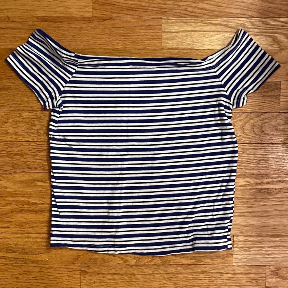 Striped Off-The-Shoulder Crop Top